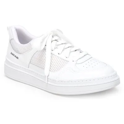 Tenis Couro Com Recortes Detalhes Mesh