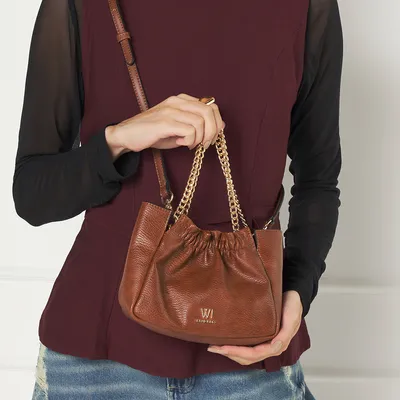 Bolsa Transversal Estilo Saco Pequena Com Alca Corrente