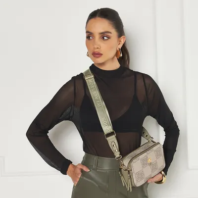 Bolsa Transversal Pequena Com Estampa Monograma Wj