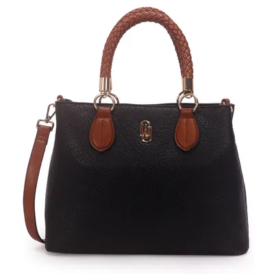 Bolsa Satchel Grande Bicolor Com Alca Rolete Trancada