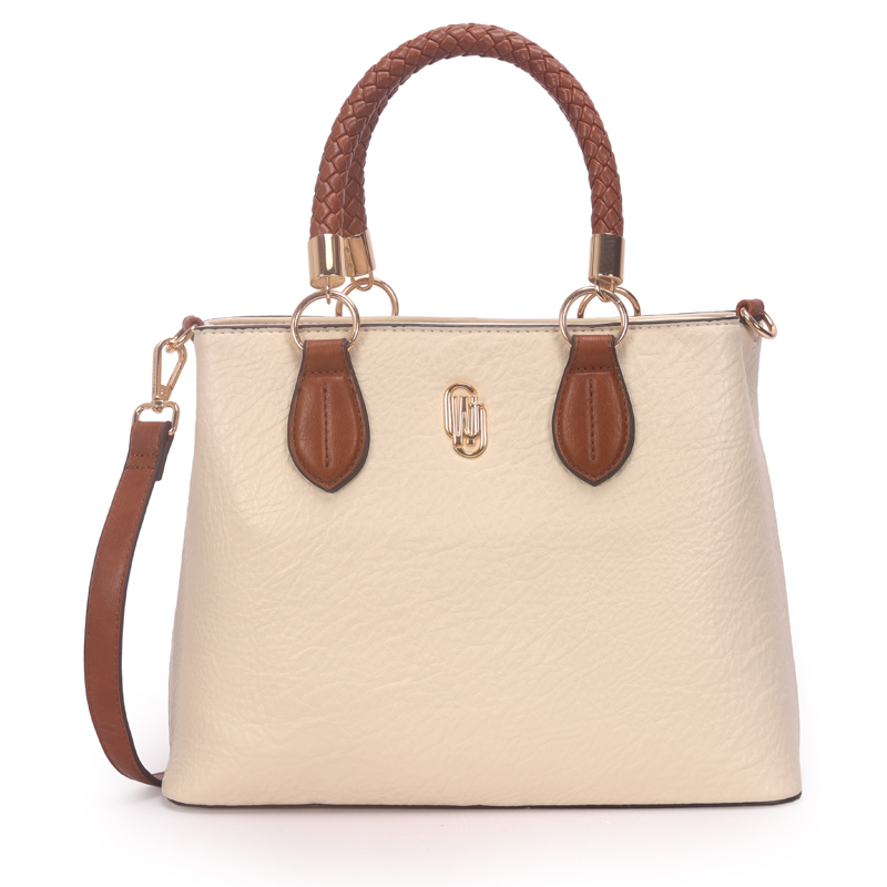 Bolsa Satchel Grande Bicolor Com Alca Rolete Trancada