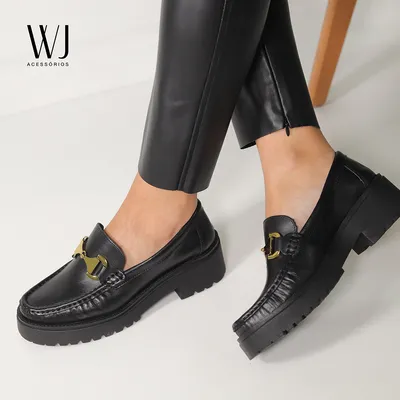 Loafer Couro Metal