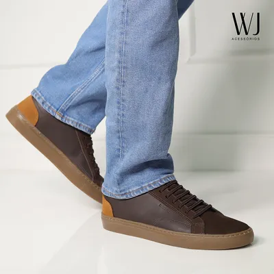 Calcado Masculino Couro Costuras E Carimbo Wj