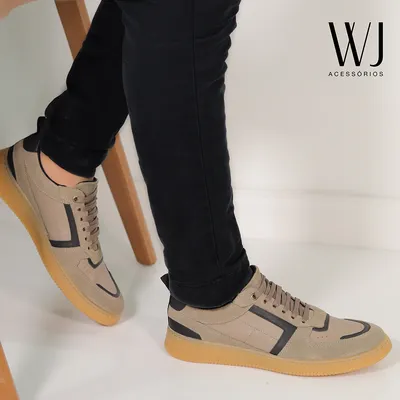 Calcado Masculino Couro Com Recortes