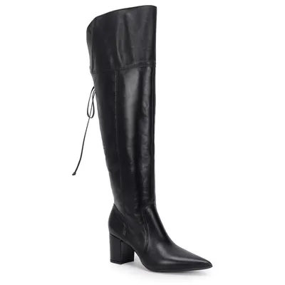 Bota Over The Knee Couro Amarração 7cm