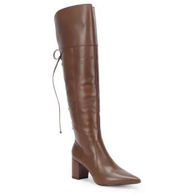 Bota Over The Knee Couro Amarração 7cm