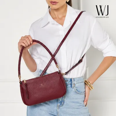 Bolsa Transversal Media Com Alca De Ombro Rolete Tresse