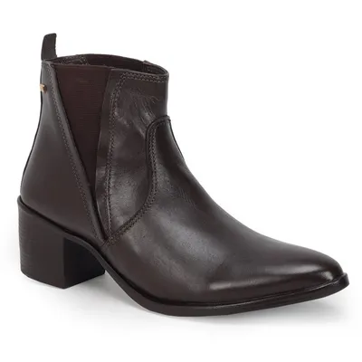 Bota Cano Curto Couro Recorte Elastico 6cm