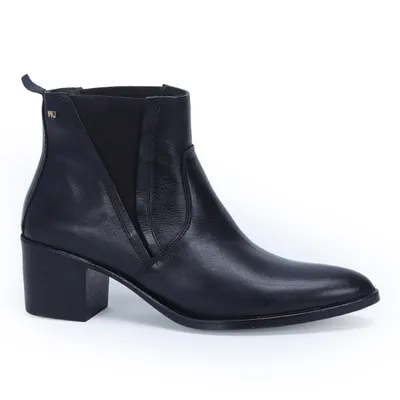 Bota Cano Curto Couro Recorte Elastico 6cm