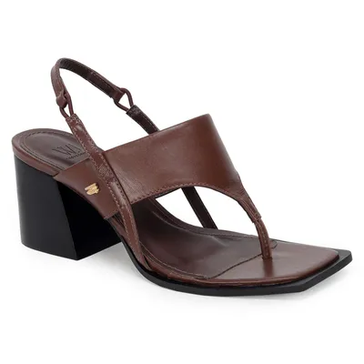 Sandalia Media Couro Dedo 7cm