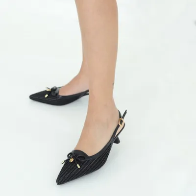 Slingback Palha Laço Medalha Wj 4cm