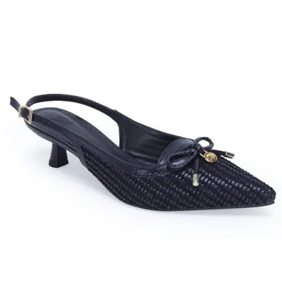 Slingback Palha Laço Medalha Wj 4cm