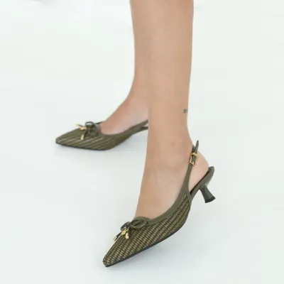 Slingback Palha Laço Medalha Wj 4cm