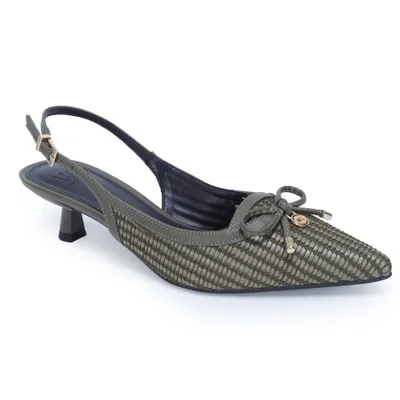 Slingback Palha Laço Medalha Wj 4cm