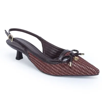 Slingback Palha Laço Medalha Wj 4cm