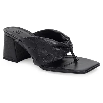 Tamanco Medio Couro Dedo Tresse 7,5cm