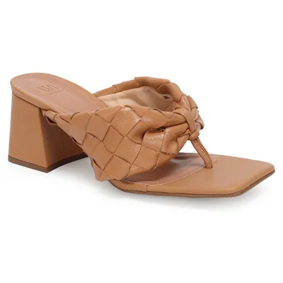 Tamanco Medio Couro Dedo Tresse 7,5cm