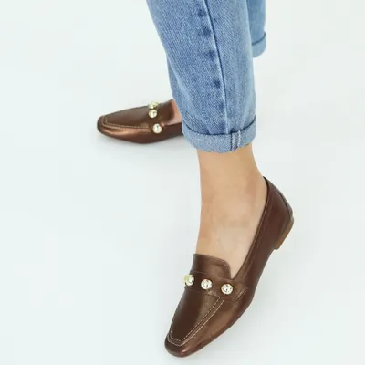 Mocassim Couro Metais