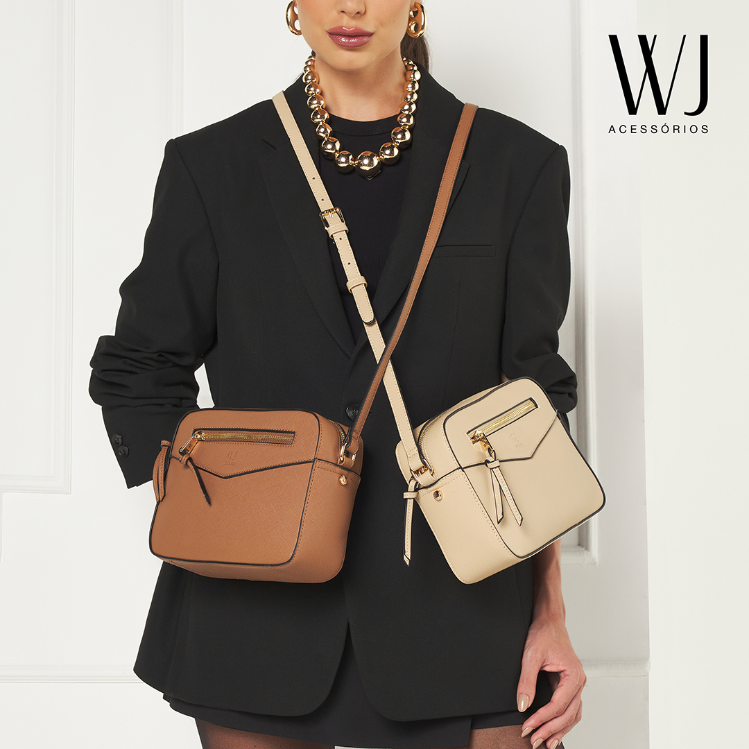 Bolsa Transversal Media Com Ziper Frontal