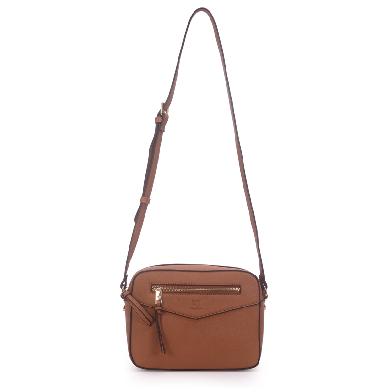 Bolsa Transversal Media Com Ziper Frontal