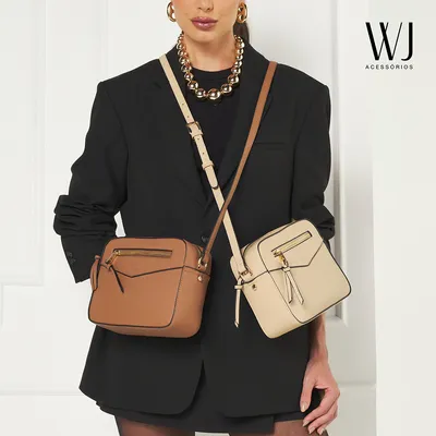 Bolsa Transversal Media Com Ziper Frontal