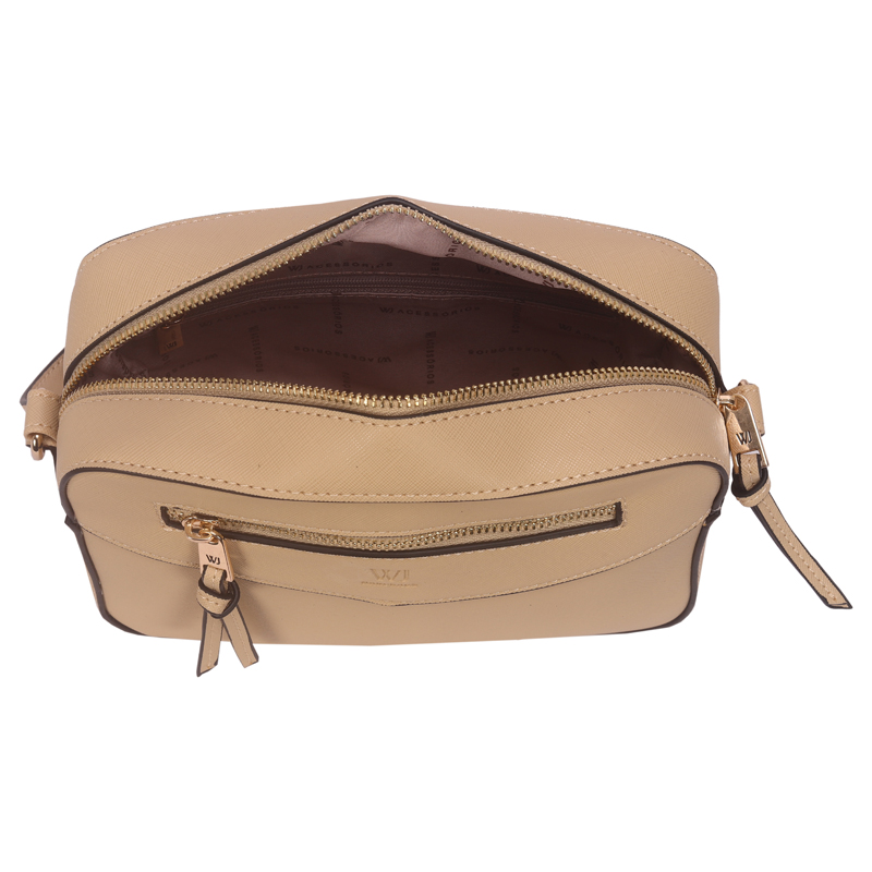 Bolsa Transversal Media Com Ziper Frontal