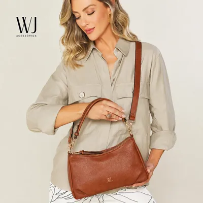 Bolsa Transversal Media Dois Ziperes Com Detalhe Costura Grossa