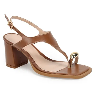 Sandalia Media Couro Dedo Metal 7,5cm