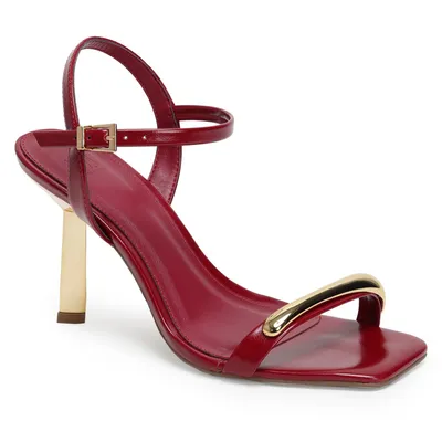 Sandalia Alta Com Metal Salto Cromado 9cm