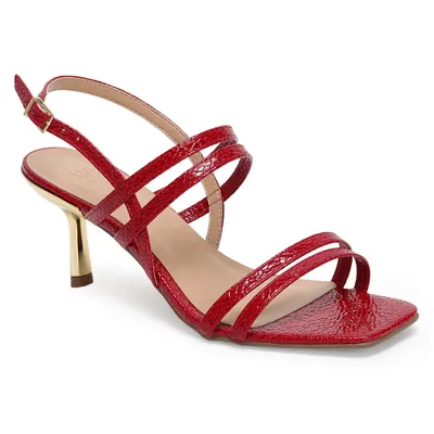 Sandalia Media Tiras Salto Cromado 7cm