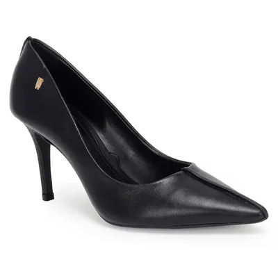 Scarpin Couro Detalhe Costura 8cm