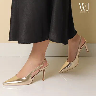 Slingback Couro Basico 8cm