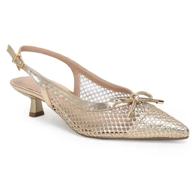 Slingback Tela Com Laço 4cm