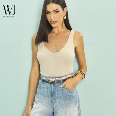Cinto Feminino Fivela Arredondada E Passantes Personalizados 1,5cm