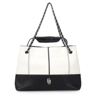 Bolsa Satchel Grande Bicolor Com Alca Corrente
