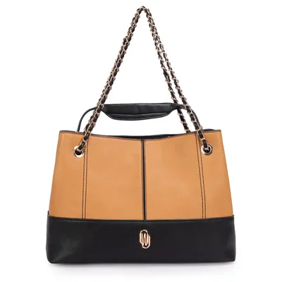 Bolsa Satchel Grande Bicolor Com Alca Corrente