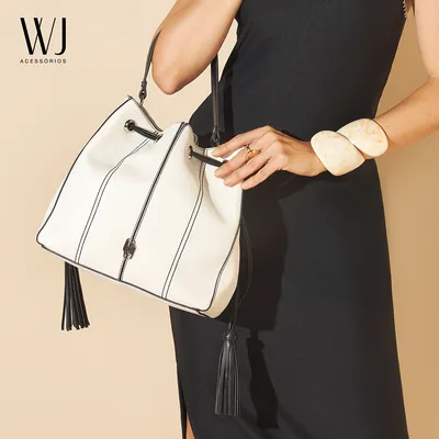 Bolsa Saco Grande Bicolor Com Recortes
