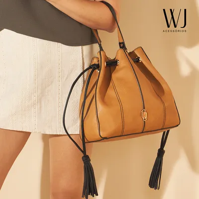 Bolsa Saco Grande Bicolor Com Recortes