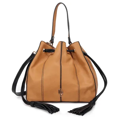 Bolsa Saco Grande Bicolor Com Recortes
