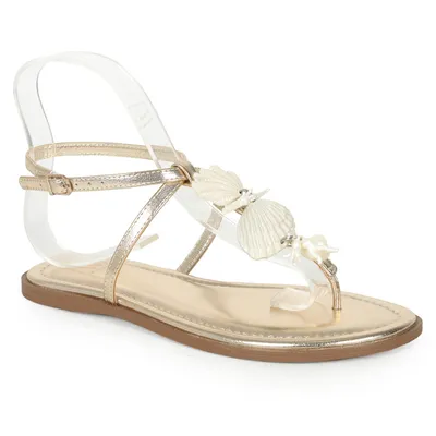 Sandalia Rasteira Enfeite Conchas