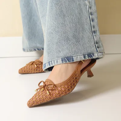 Slingback Croche Laço 4cm