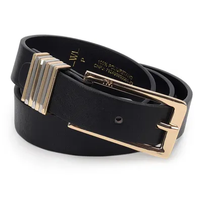 Cinto Feminino Fivela Retangular Com Passantes Ouro E Niquel 2,5cm