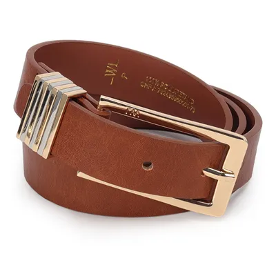 Cinto Feminino Fivela Retangular Com Passantes Ouro E Niquel 2,5cm