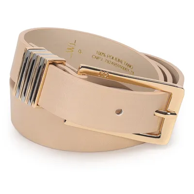 Cinto Feminino Fivela Retangular Com Passantes Ouro E Niquel 2,5cm