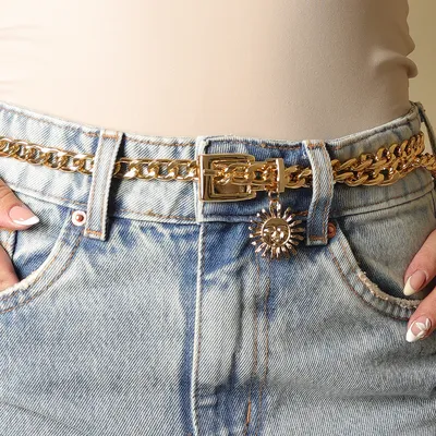 Cinto Feminino Metal Corrente Com Fivela 1cm