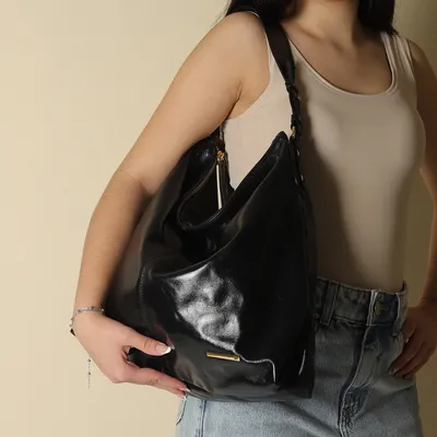 Bolsa Hobo Couro Grande Costura