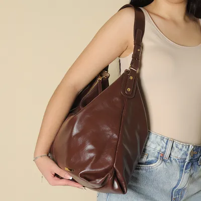 Bolsa Hobo Couro Grande Costura