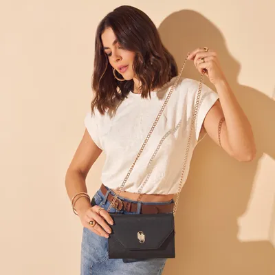 Bolsa Transversal Pequena Com Alca Corrente