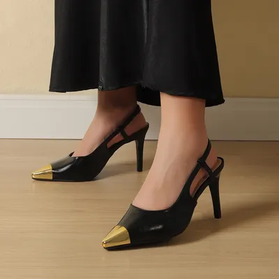 Slingback Biqueira Metal 9cm