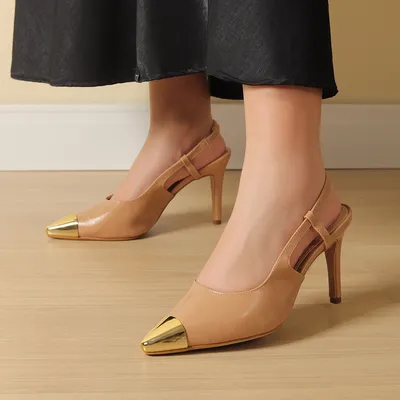 Slingback Biqueira Metal 9cm